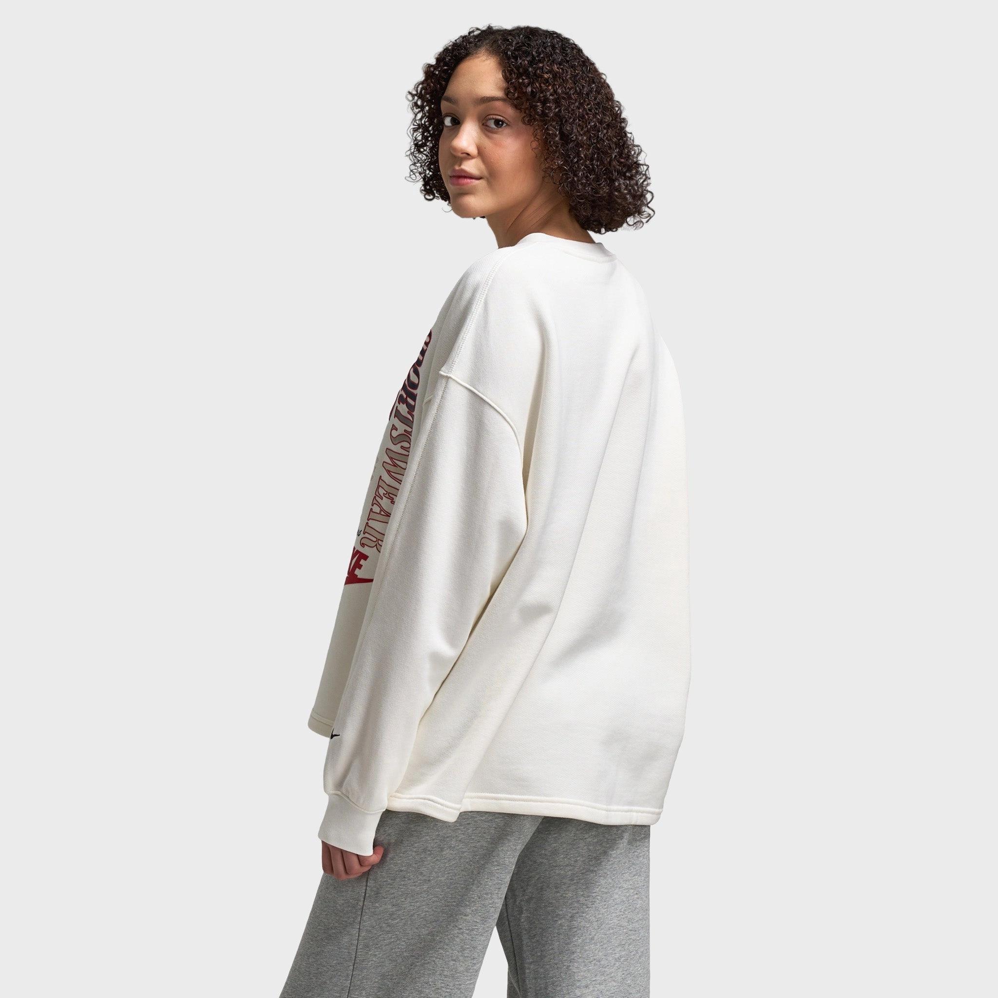 Nike Sportswear Women's Fleece Crewneck Sweatshirt Sail / Black Stretchable Panels NonBulkyLayering