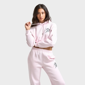 Wrinkle Free Texture Workday Ready Hoodrich Women's OG Glow Cropped Hoodie / Festival Bloom