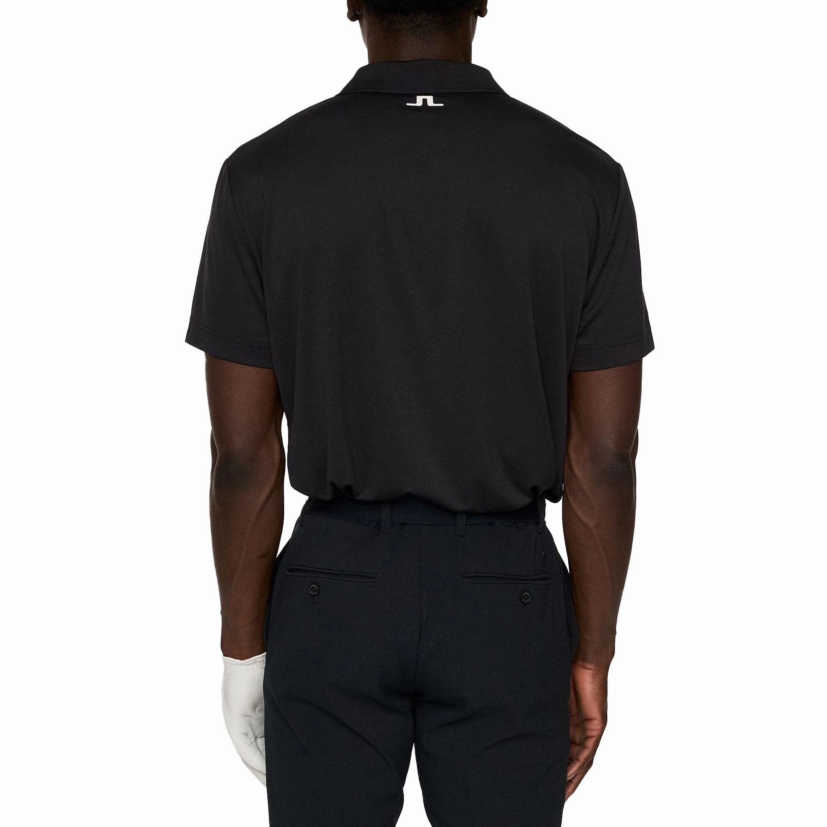 J.Lindeberg Lionel Golf Polo Shirt - Black Layered Collar Structure