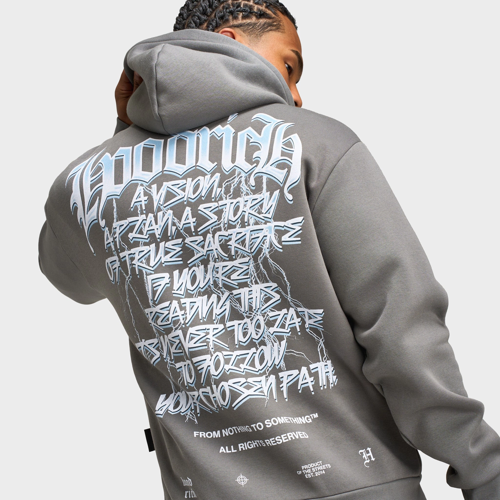 Foldable Shoulder Straps BondedSeams Hoodrich Tornado Oversized Hoodie Lava Smoke / White / Blue