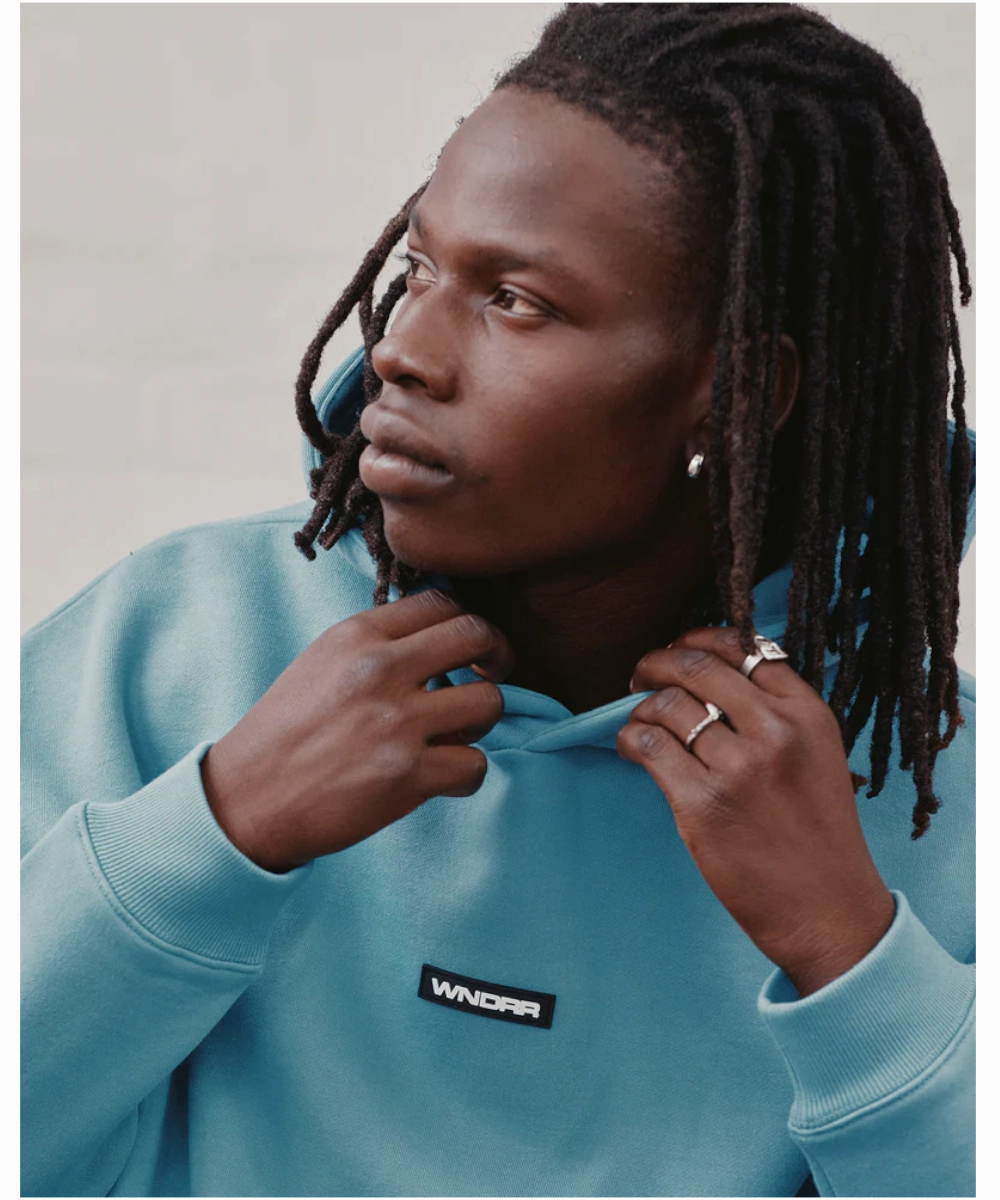 WNDRR Patron Hoodie (Dusk Blue) Quiet Luxury Earth Fit