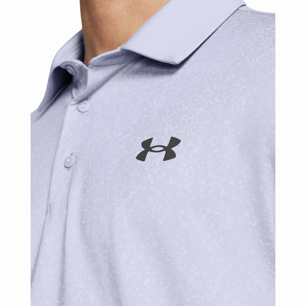 Under Armour Playoff 3.0 Coral Jaquard Golf Polo Shirt - Celeste / Starlight Retro Vibe Comfortable Collar