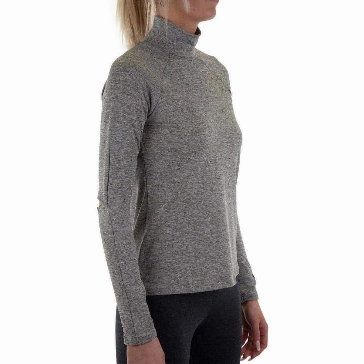 More Mile Train To Run Womens Long Sleeve Funnel Neck Running Top - Grey Picnic