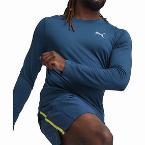 Chocolate Puma Run Cloudspun Long Sleeve Mens Running Top - Blue