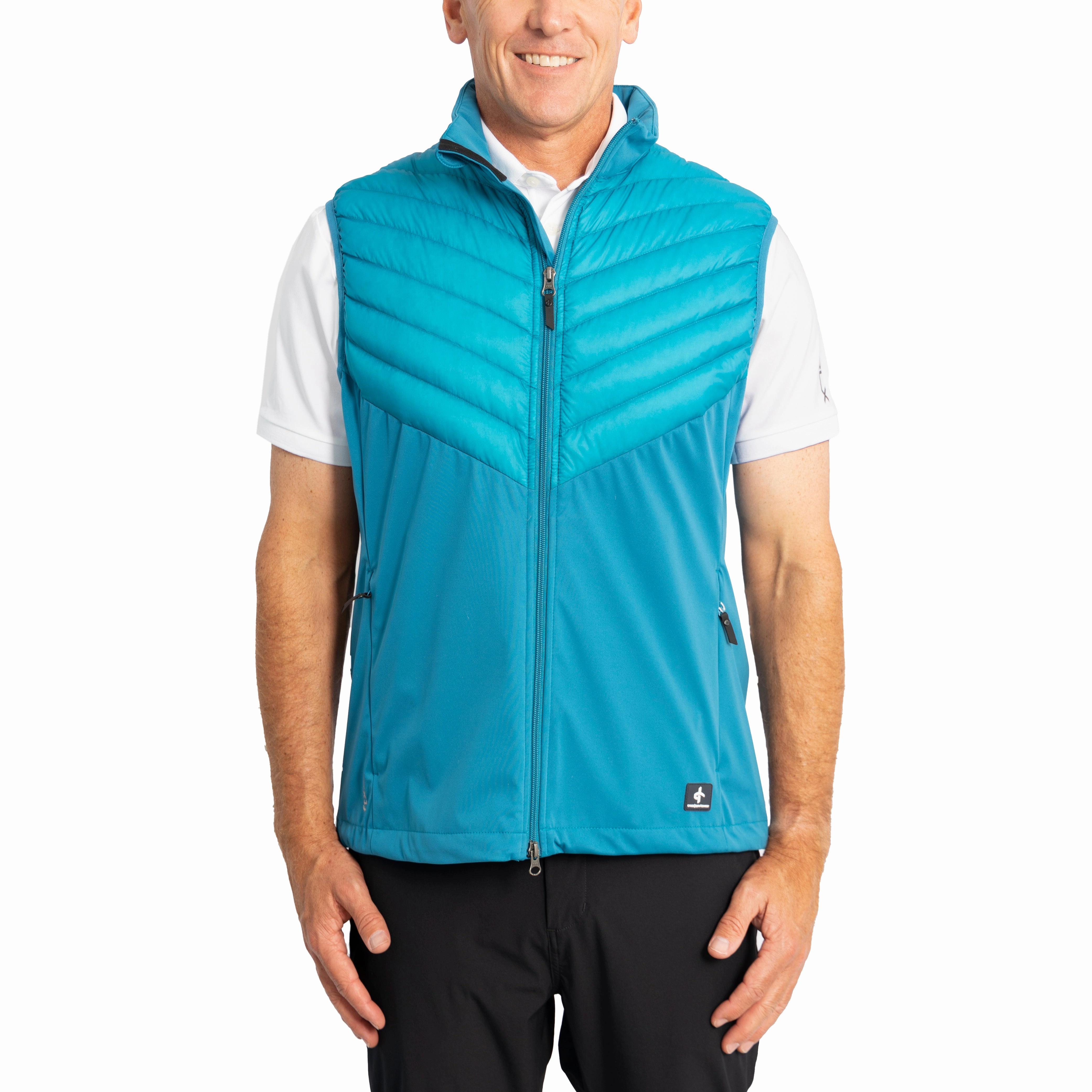 Breathable Lining Cross Stance Golf Vest - Celestial