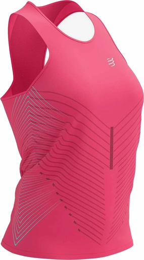 Double Stitched Edges Compressport Performance Womens Running Vest Tank Top - Pink