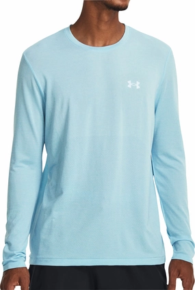 Under Armour Seamless Stride Long Sleeve Mens Running Top - Blue fade - resistant Mountainous area