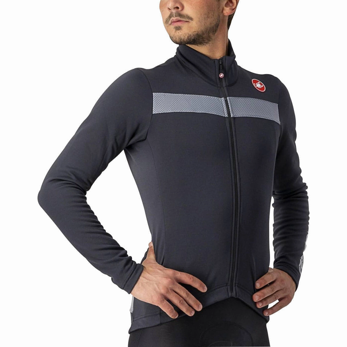 Rapid Release Buckle Castelli Puro 3 Long Sleeve Mens Cycling Jersey - Black