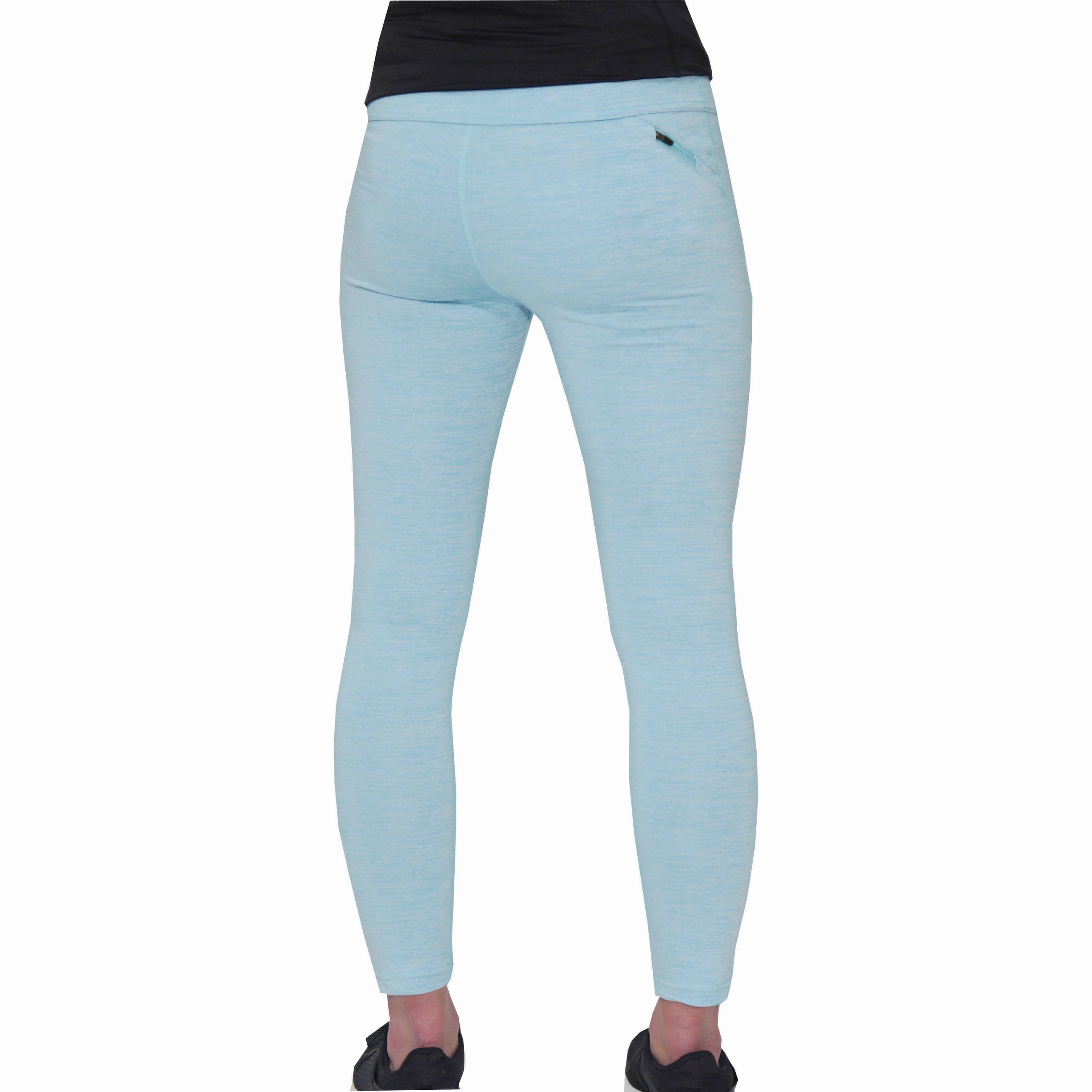 More Mile Heather Girls Long Running Tights - Blue Polyvinyl Chloride