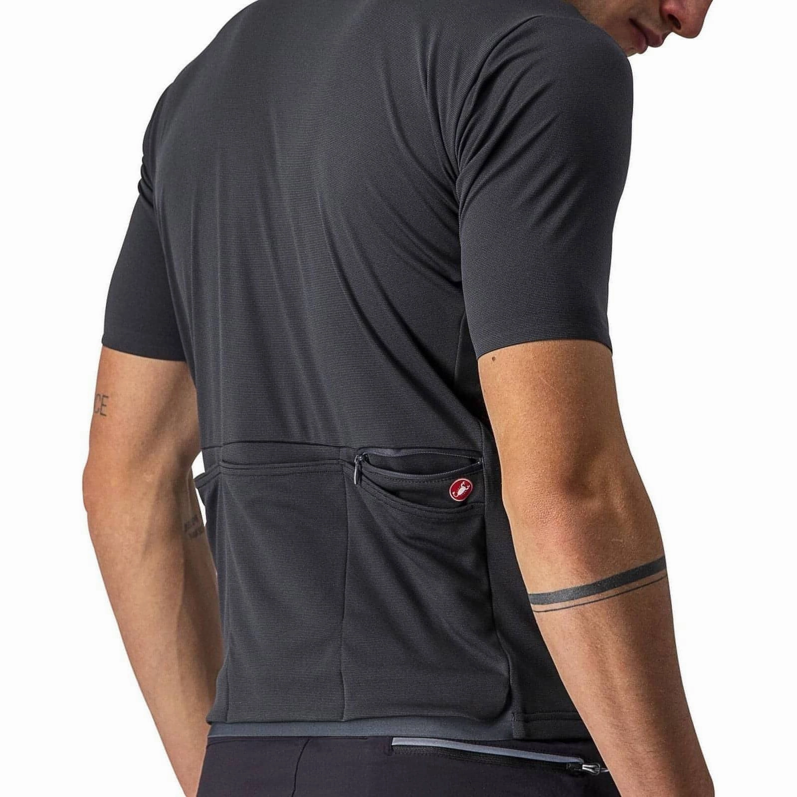Castelli Unlimited Allroad Short Sleeve Mens Cycling Jersey - Grey with zippers Advanced Moisture Management