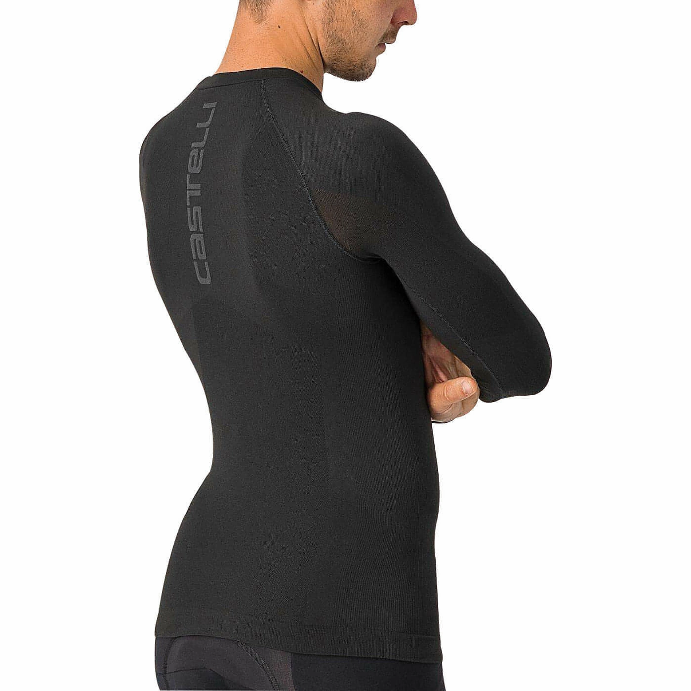 Flat Lock Seams Castelli Core Seamless Long Sleeve Mens Cycling Base Layer - Black