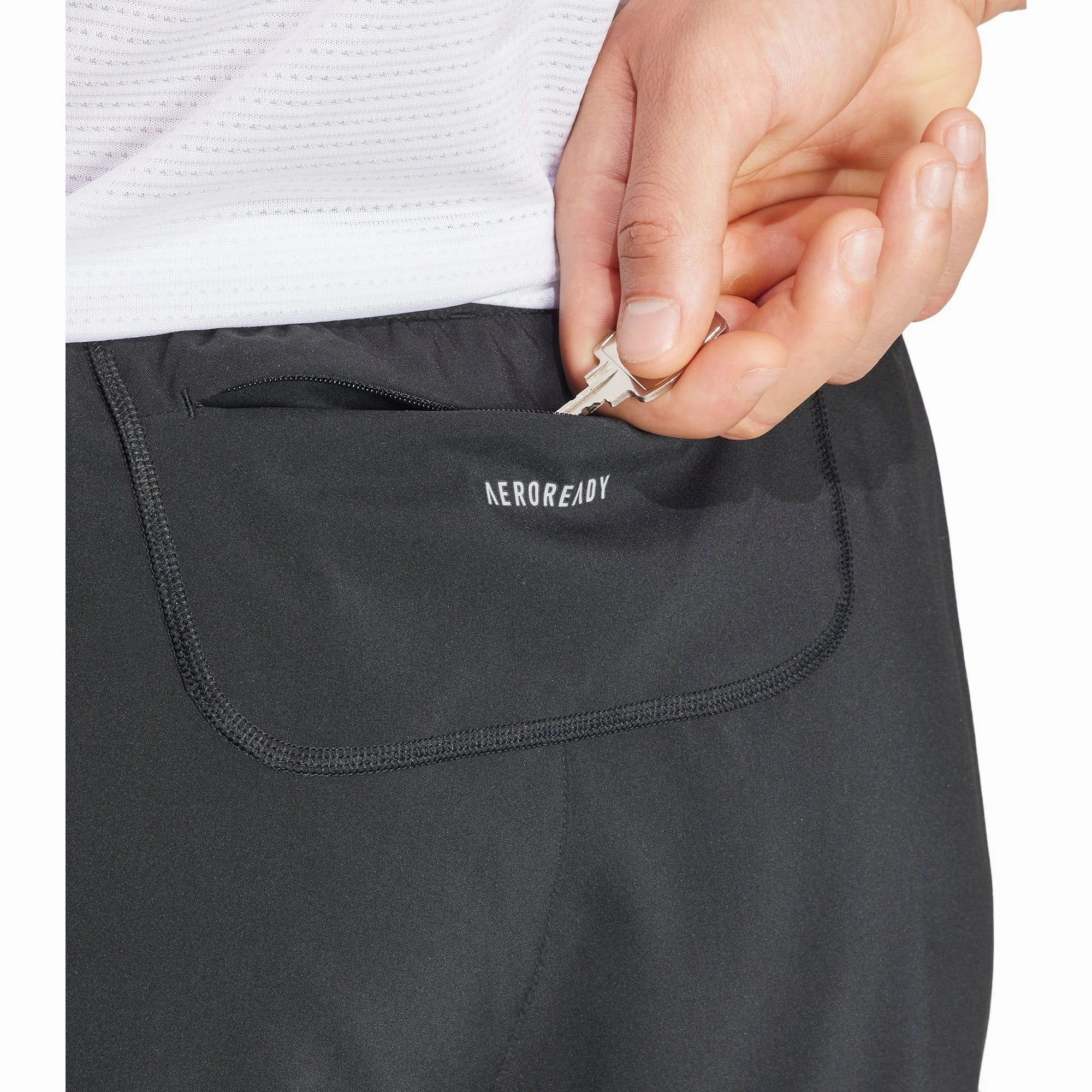 adidas Own The Run 5 Inch Mens Running Shorts - Black Non Binding Leg Openings rhinestone accents