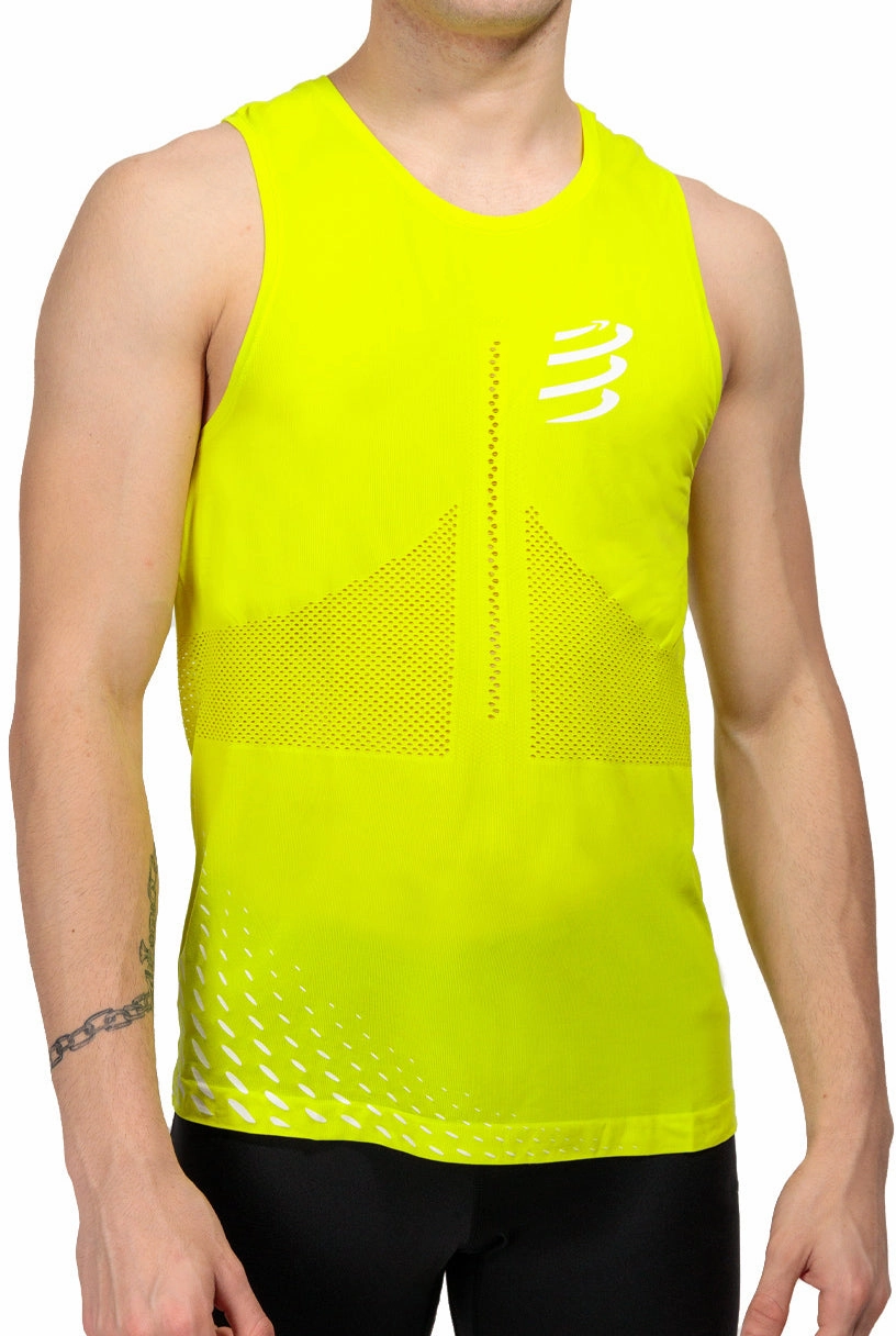 Compressport Pro Racing Mens Running Vest - Yellow MicroPerforatedTexture