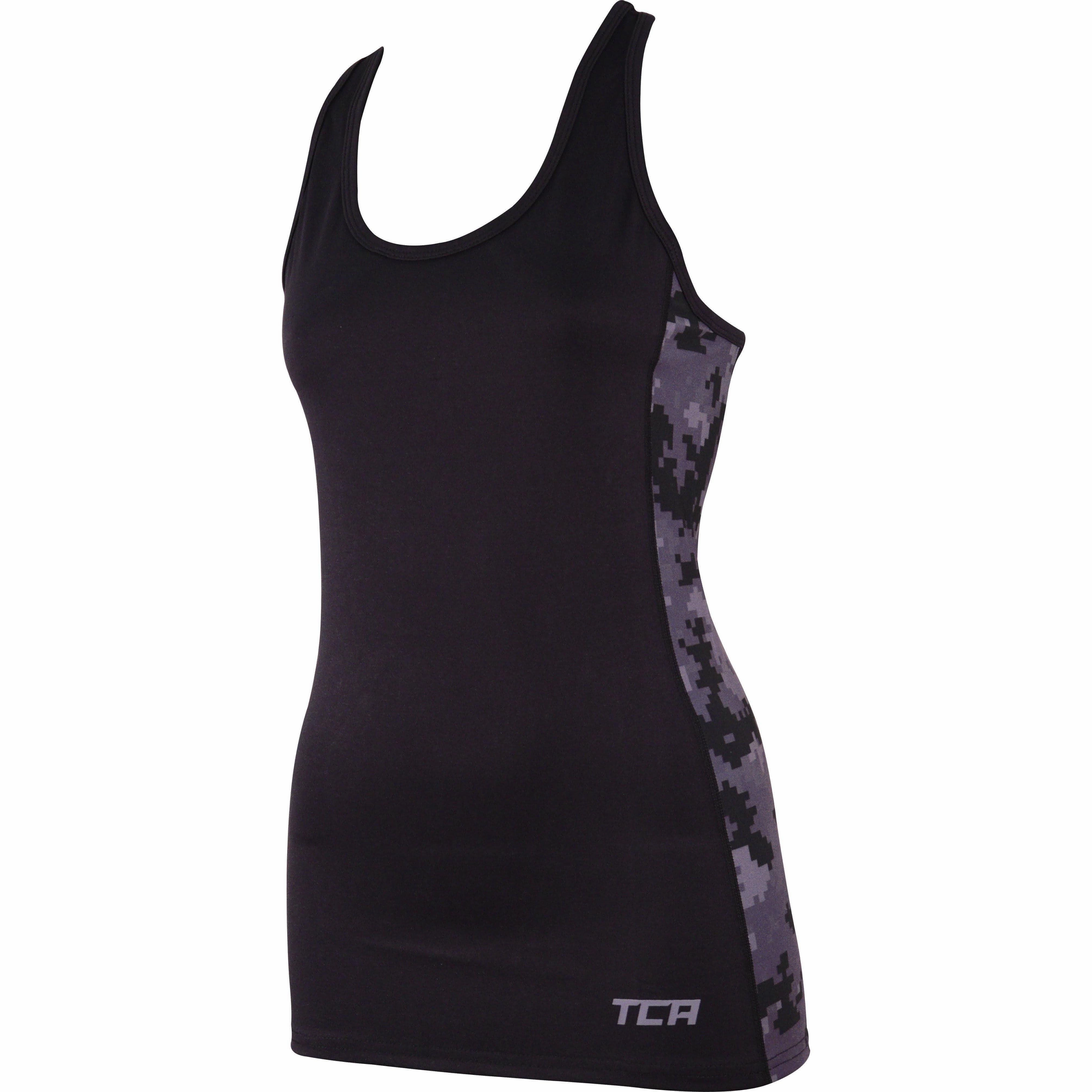 TCA Camo Print Womens Running Vest Tank Top - Black Heat-resistant