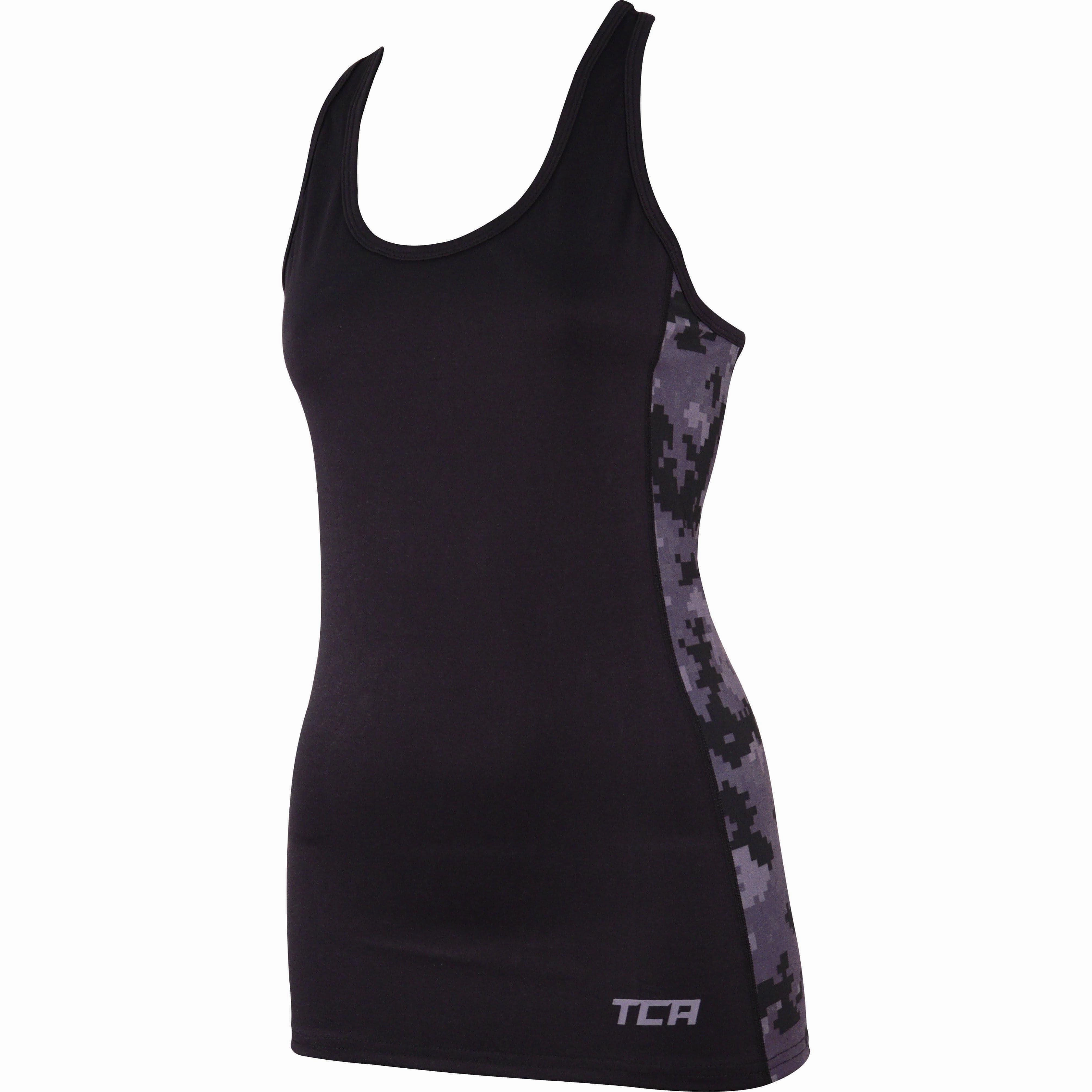 Exercise clothing TCA Camo Print Womens Running Vest Tank Top - Black