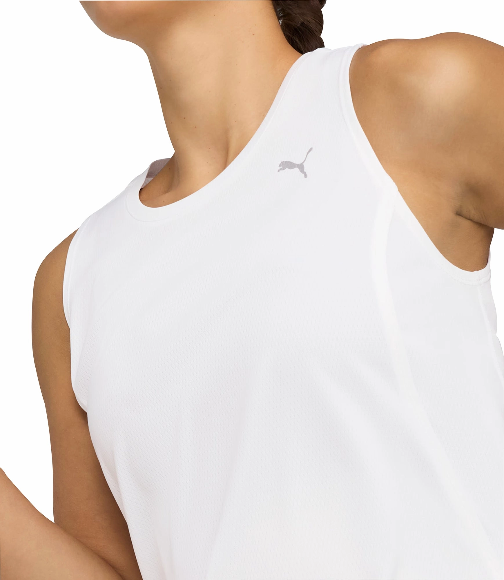 Zipper Closure Soft Inner Lining Puma Velocity Womens Running Vest Tank Top - White