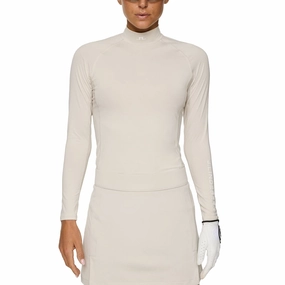 J.Lindeberg Women's Ella Compression Golf Shirt - Moonbeam Relaxed Style