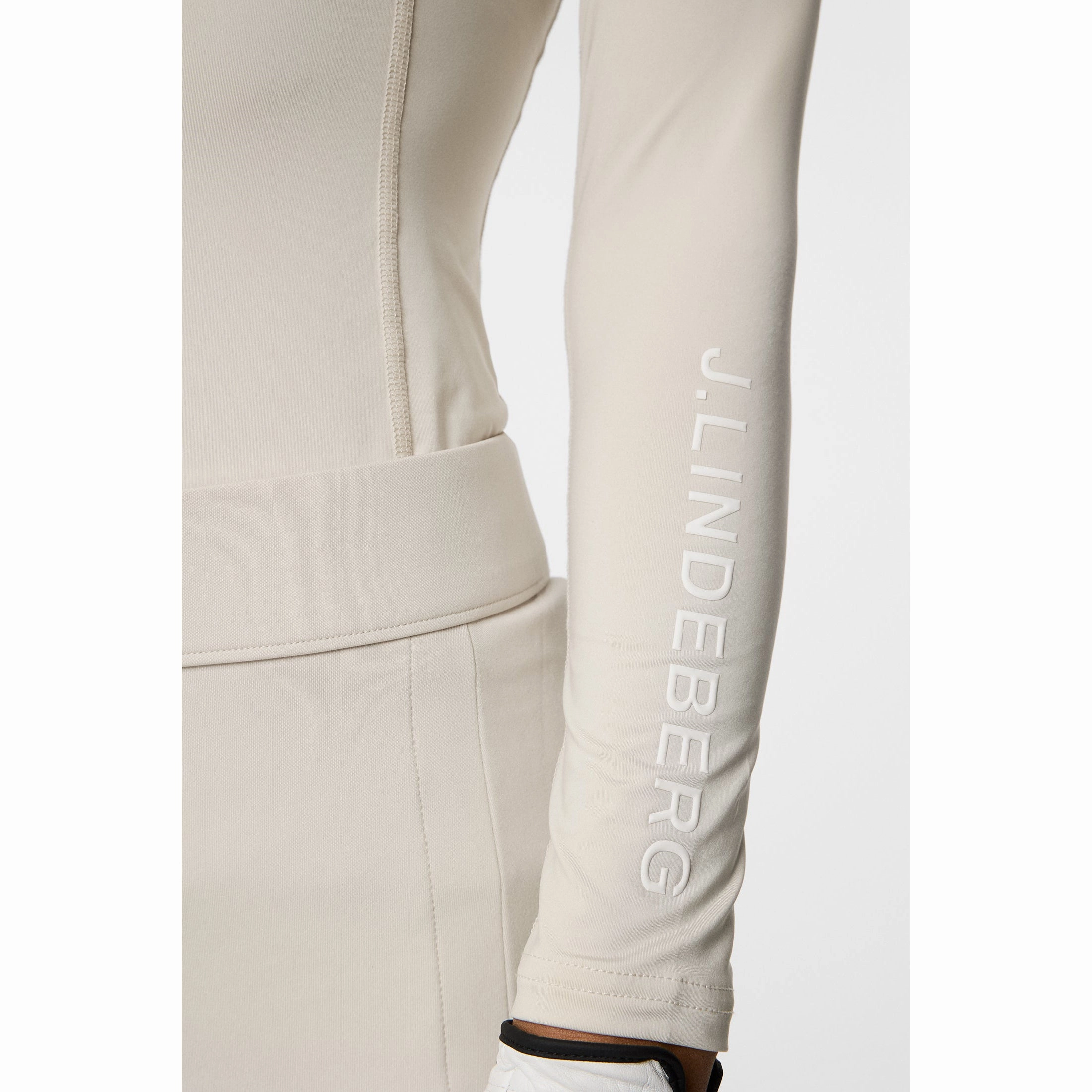 Flexible Collar Band Smart Office J.Lindeberg Women's Ella Compression Golf Shirt - Moonbeam