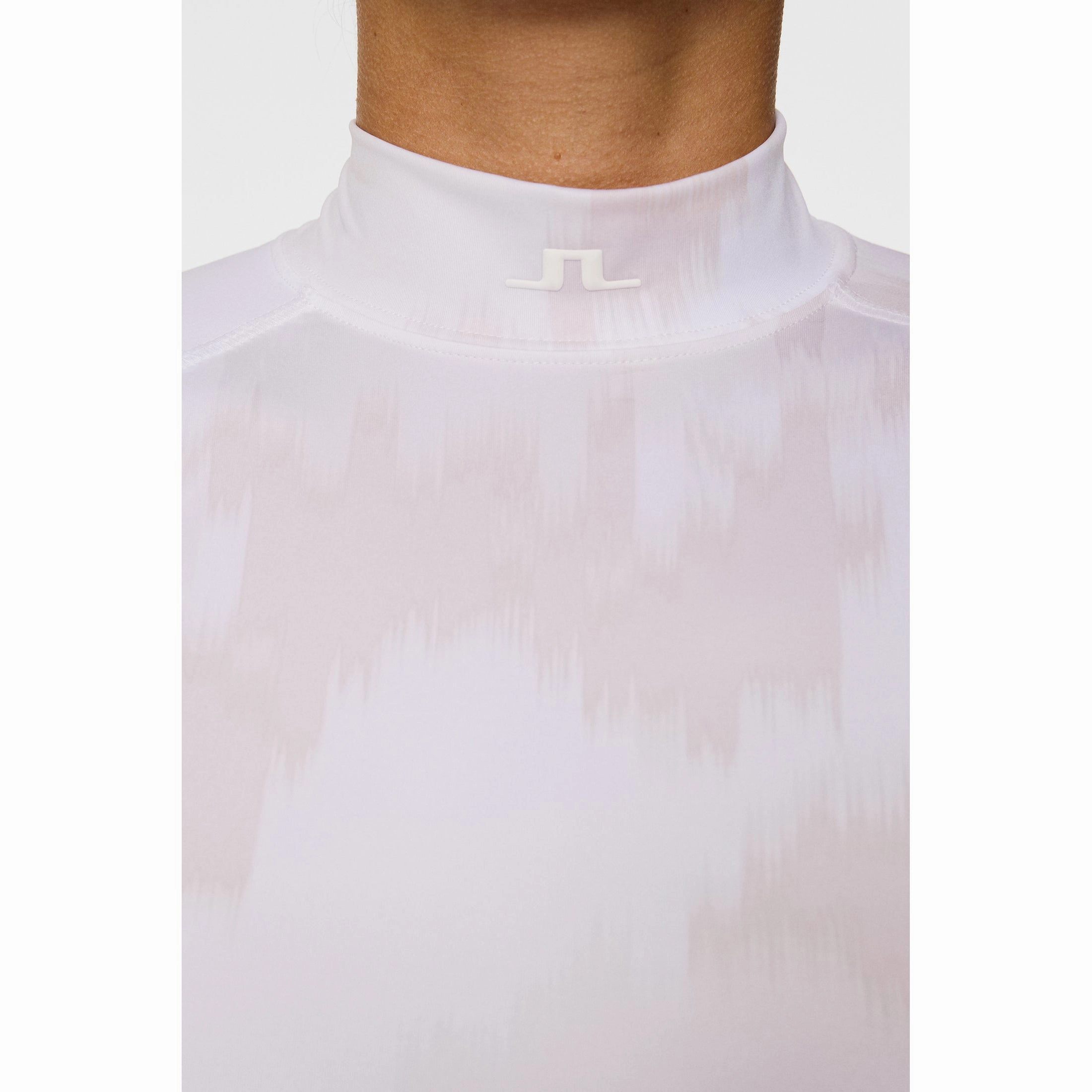 J.Lindeberg Women's Ella Print Compression Golf Shirt - Warp Grey Lilac Breathable Textile