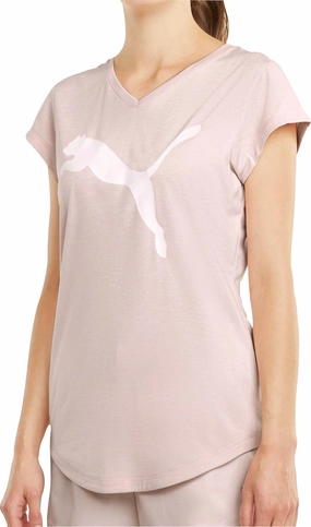 Group Mood Pure Core Puma Favourite Heather Cat Short Sleeve Womens Training Top - Pink