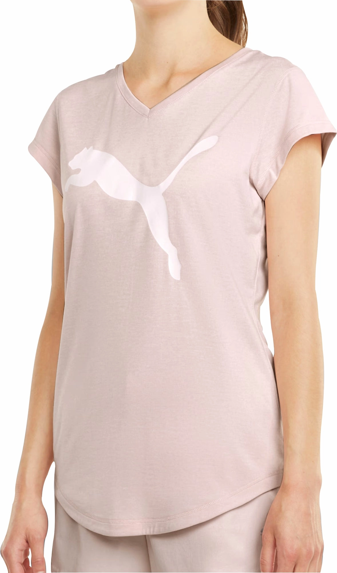 Puma Favourite Heather Cat Short Sleeve Womens Training Top - Pink LowProfile Design Sun shield
