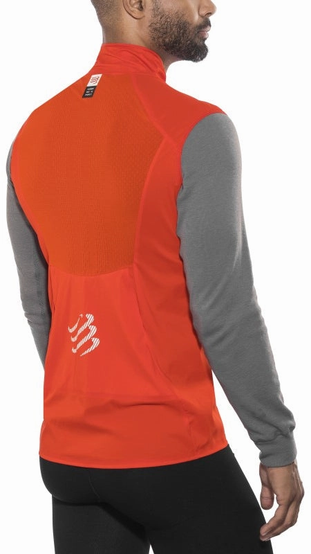 Compressport Hurricane V2 Mens Running Gilet - Red cyclist Ergonomic Pattern