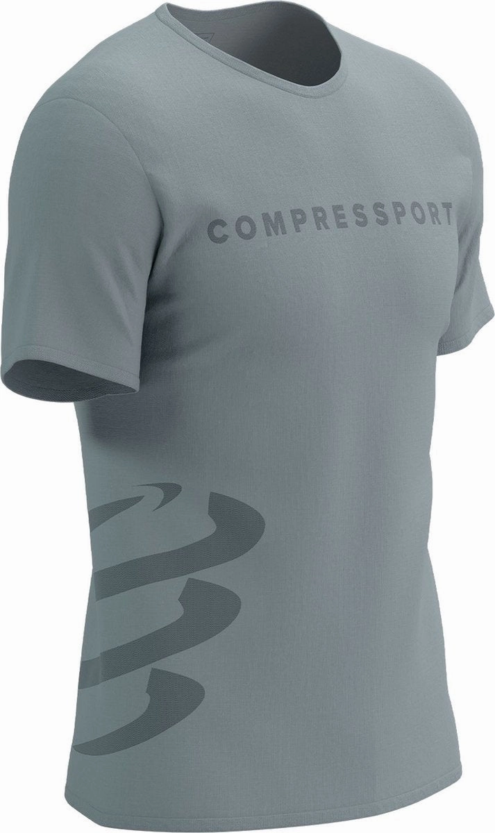 Cozy and Soft petite size Compressport Logo Short Sleeve Mens Running Top - Grey