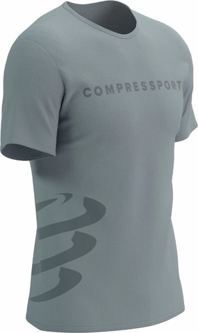Cozy and Soft petite size Compressport Logo Short Sleeve Mens Running Top - Grey