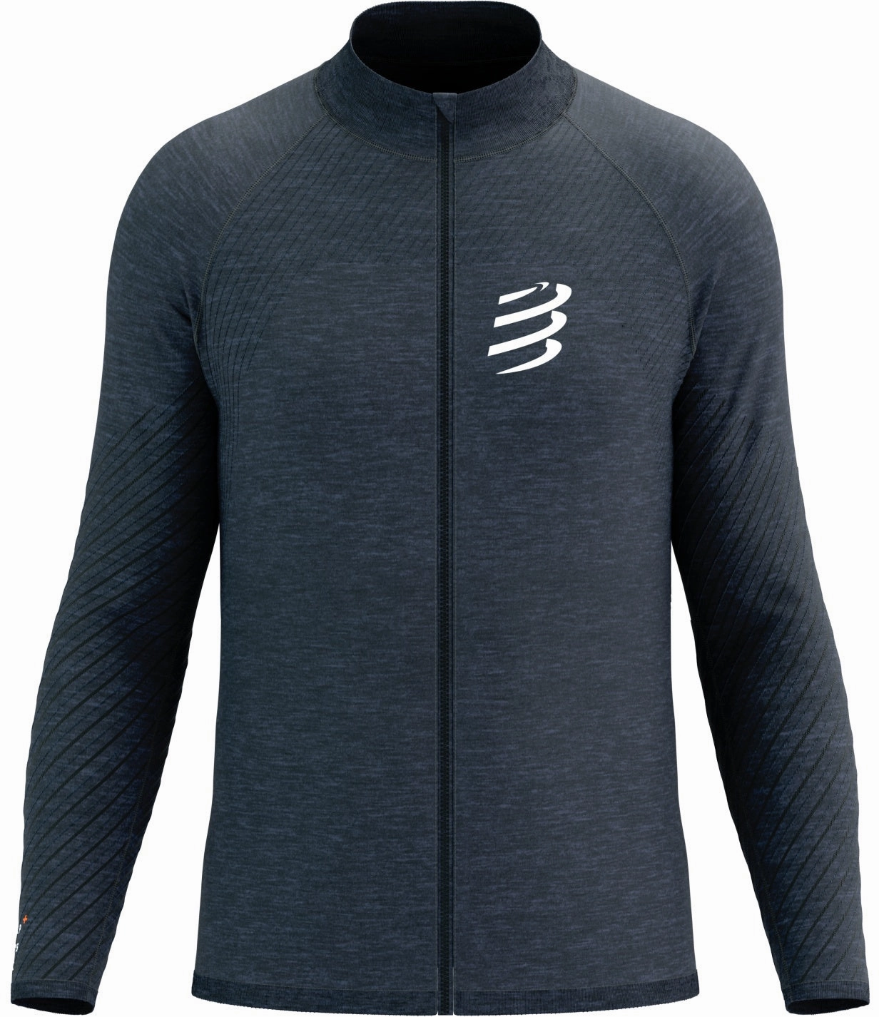 Compressport Seamless Full Zip Long Sleeve Mens Running Top - Blue Embellish