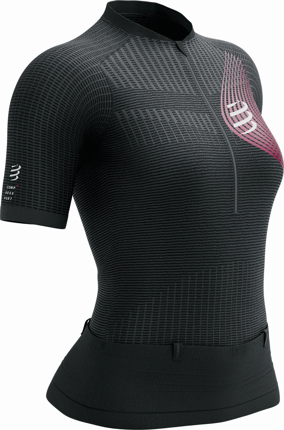 Wonder Fit Compressport Trail Postural Half Zip Short Sleeve Womens Running Top - Black