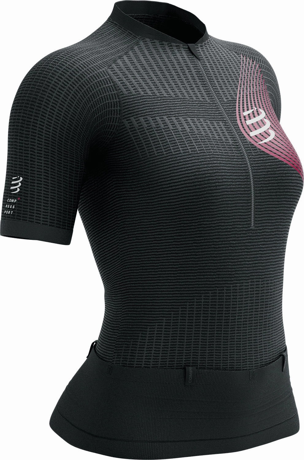 pedicure Compressport Trail Postural Half Zip Short Sleeve Womens Running Top - Black