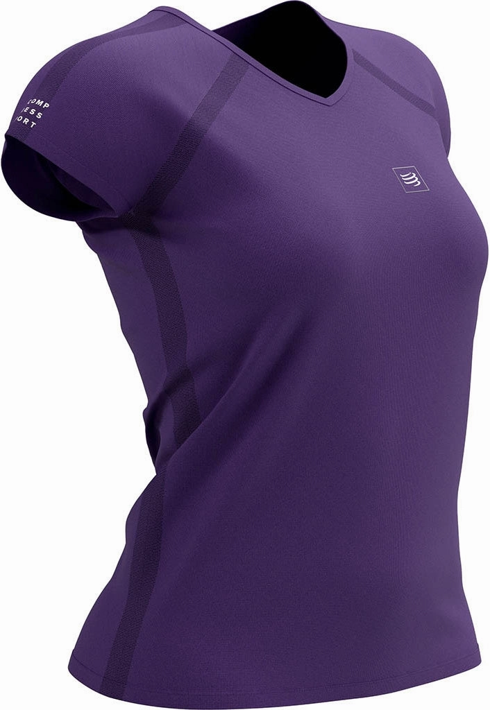Compressport Training Short Sleeve Womens Running Top - Purple Abrasion resistant Breathable knit