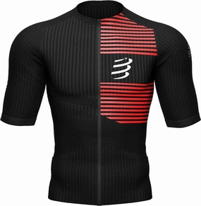 Compressport Tri Postural Short Sleeve Mens Cycling Jersey - Black size Thumbhole Cuff Design
