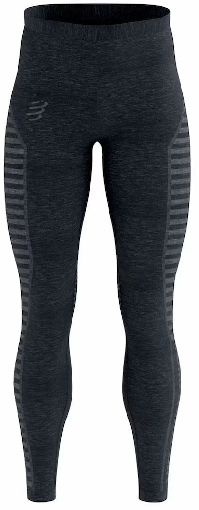 OrganicCotton Compressport Winter Mens Long Running Tights - Black