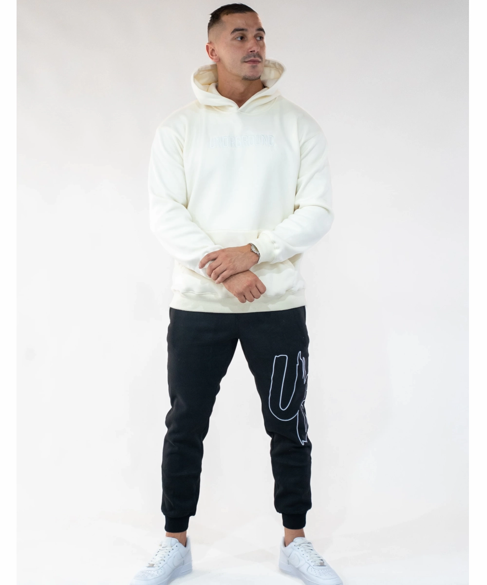 UNDRGROUND ??Moving In Silence?? Hoodie (Cream/Off White) Red Flash