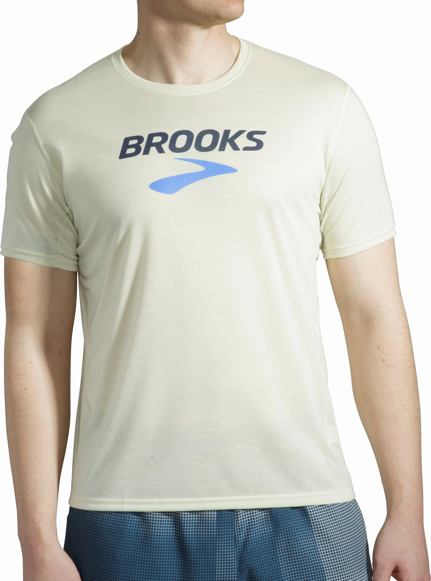 UV Protective Coating Brooks Distance Graphic Short Sleeve Mens Running Top - Yellow