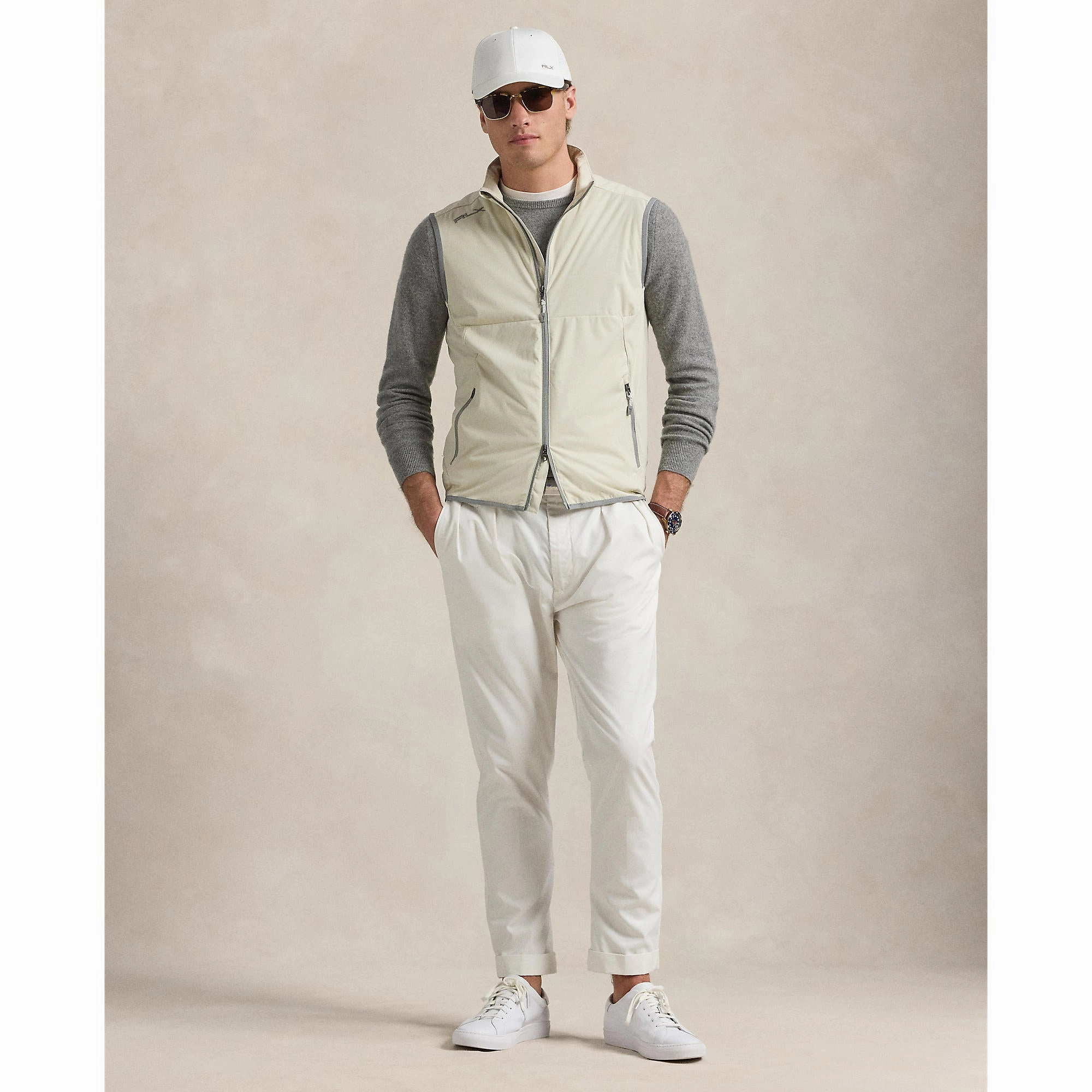 RLX Ralph Lauren Packable Interlock Golf Vest - Basic Sand Durable Fabric