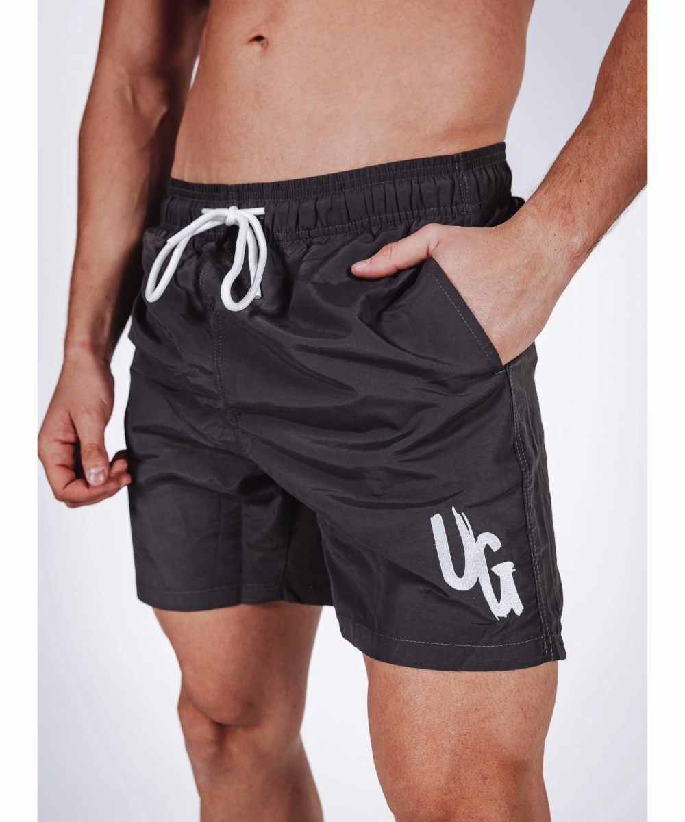 HeavyDuty Zipper Flexible Hemline UNDRGROUND Summer Swim Shorts (Gun Grey)