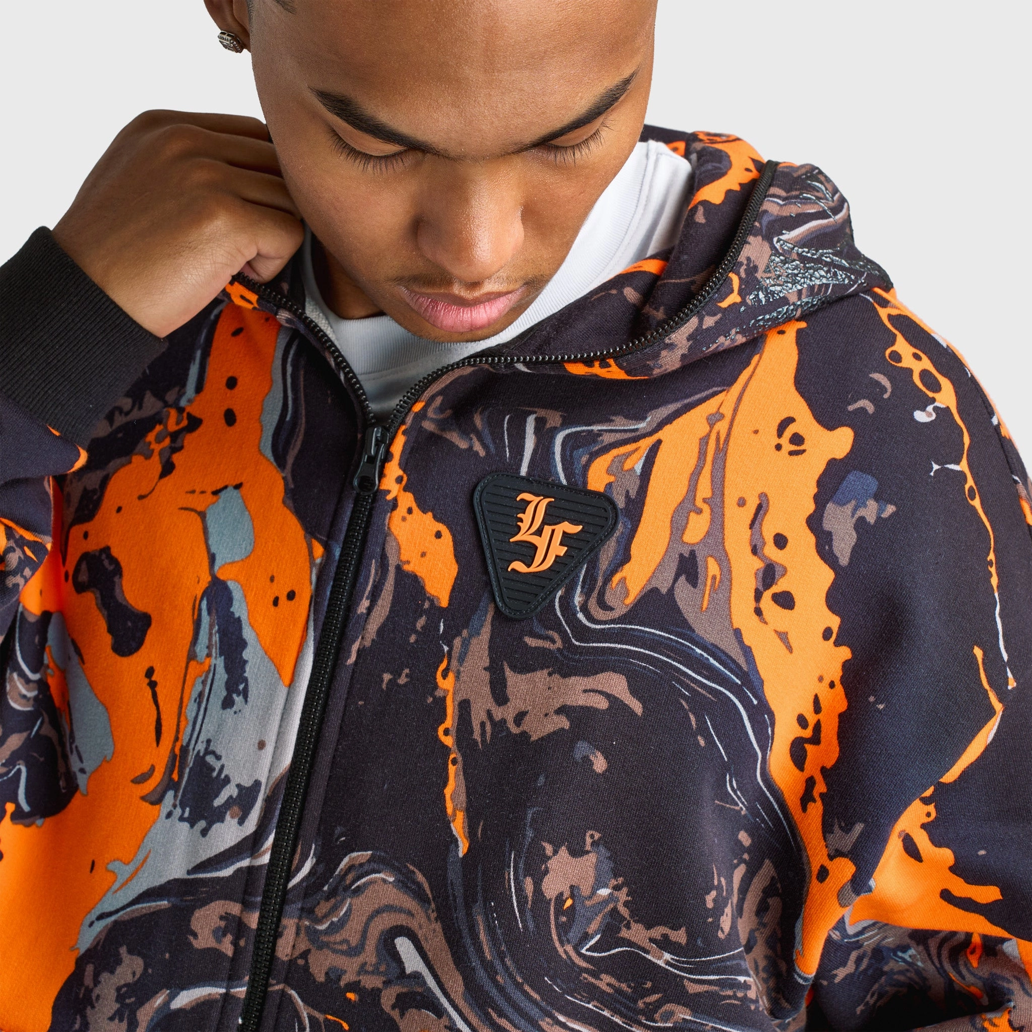 ErgonomicSleeveCut High End Look Puma LaFrance HEEM Era Full Zip Orange Glo / AOP