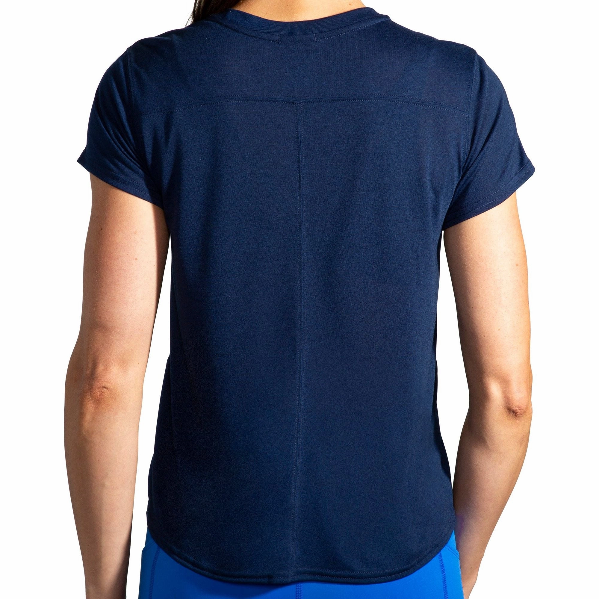 Hypoallergenic Textile Brooks Distance Graphic Short Sleeve Womens Running Top - Navy