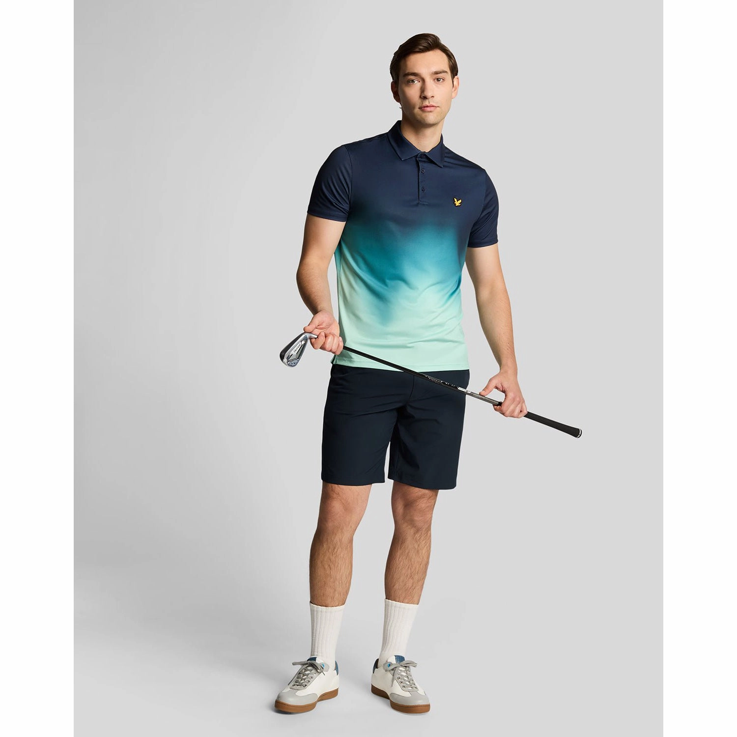 Collar Stay Slots Comfort Fit Lyle & Scott Gradient Golf Polo Shirt - Dark Navy