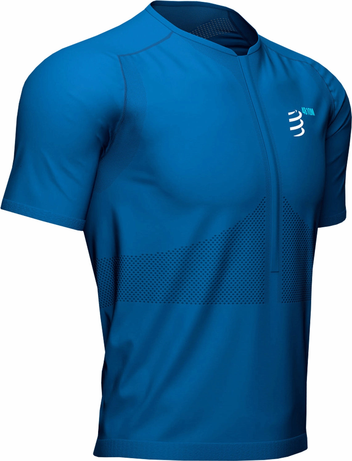 Compressport Trail Half Zip Short Sleeve Mens Running Top - Blue Flex Fit Ventilation Panels