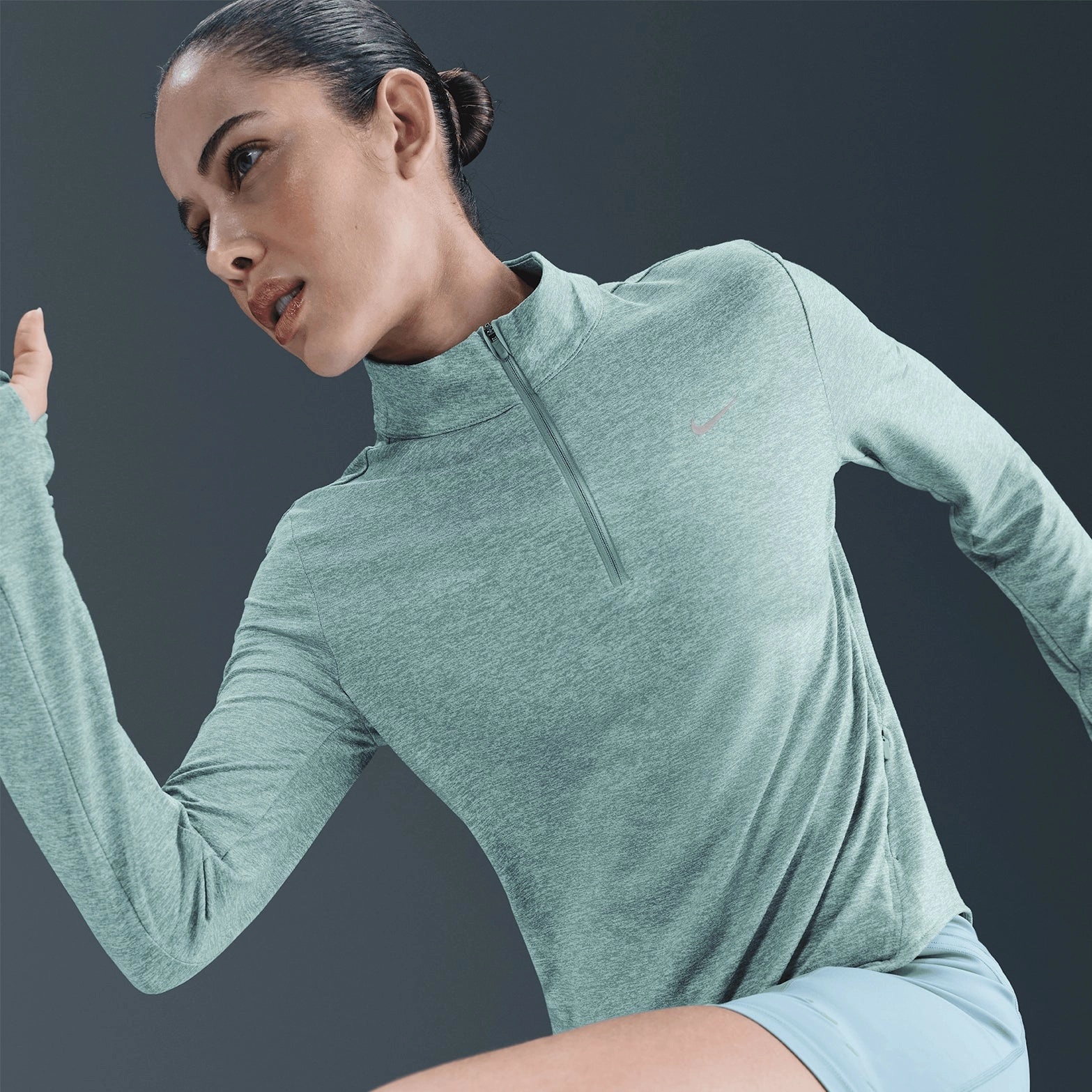 Women's Dri-FIT Swift 1/4 Zip Running Top Cannon / Heather RollUp Sleeves EcoFriendlyTextile