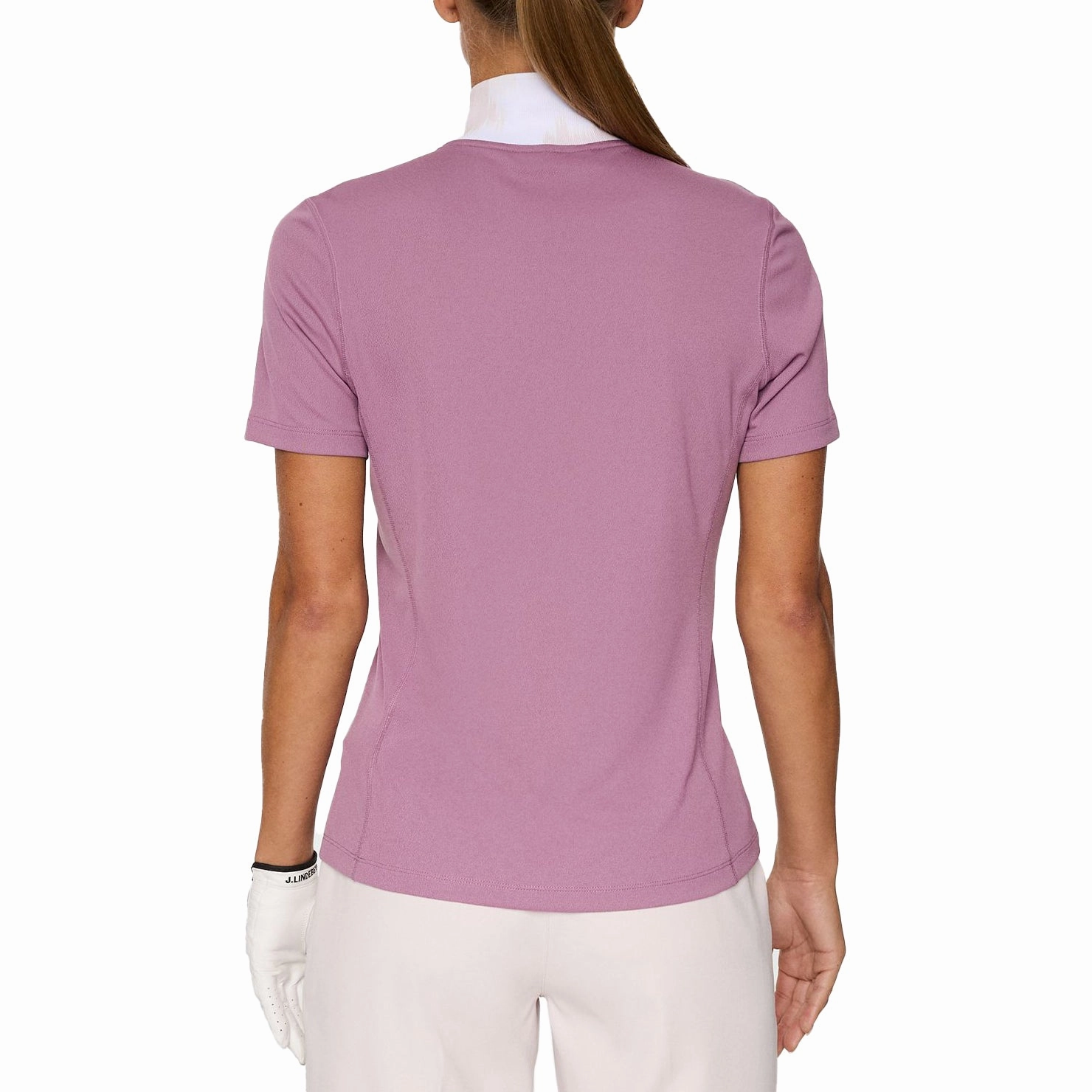 J.Lindeberg Women's Piper Golf Polo Shirt - Very Grape Soft Jersey Fabric