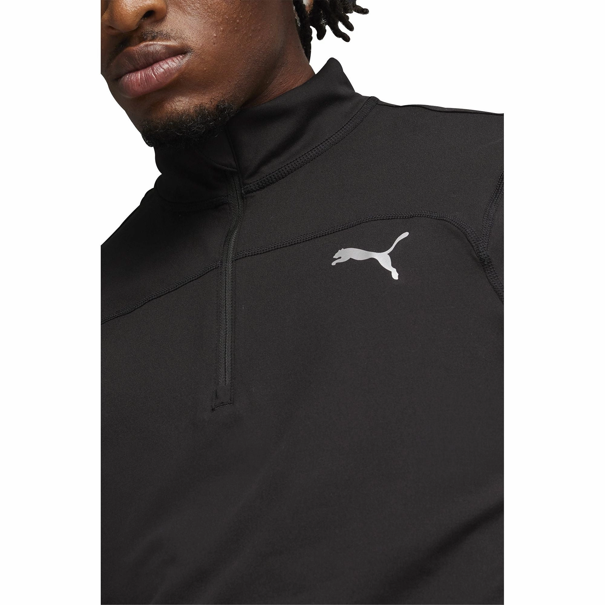Puma Run Cloudspun Half Zip Long Sleeve Mens Running Top - Black Odor Resistant