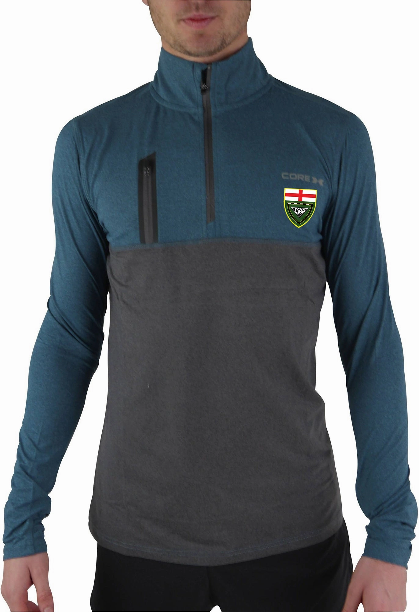 Striped Design stadium CoreX Fitness ESAA Half Zip Long Sleeve Mens Running Top - Blue