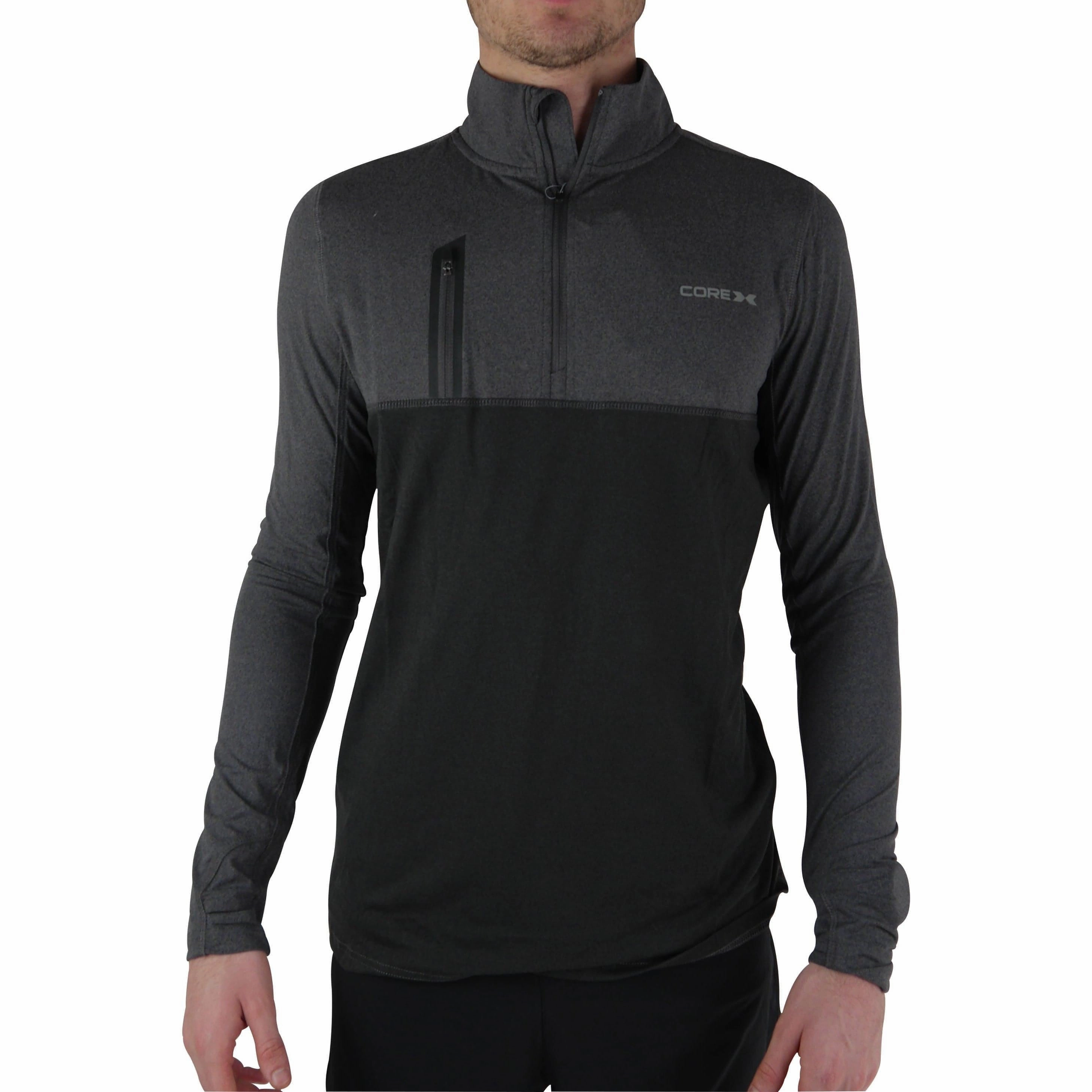 CoreX Fitness Half Zip Long Sleeve Mens Running Top - Grey Easy Care Tropical region