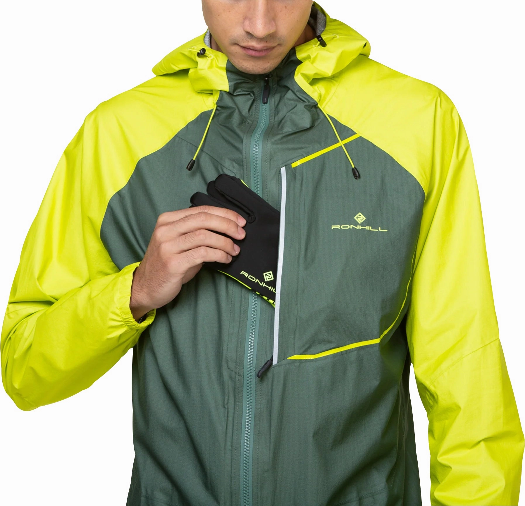 Soft Inner Lining Sympathy Ronhill Tech Fortify Mens Running Jacket - Green
