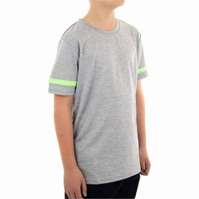 BreathableMaterial More Mile Marl Boys Short Sleeve Running Top - Grey