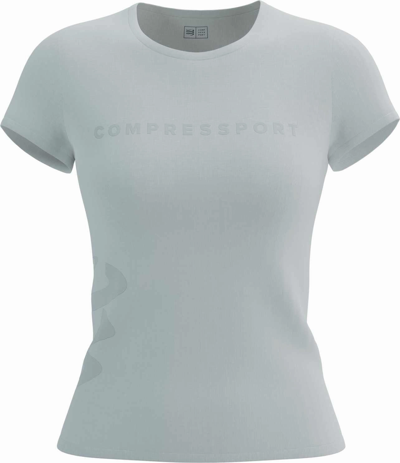 Compressport Logo Short Sleeve Womens Running Top - White V neck elegance Classic Trend Look